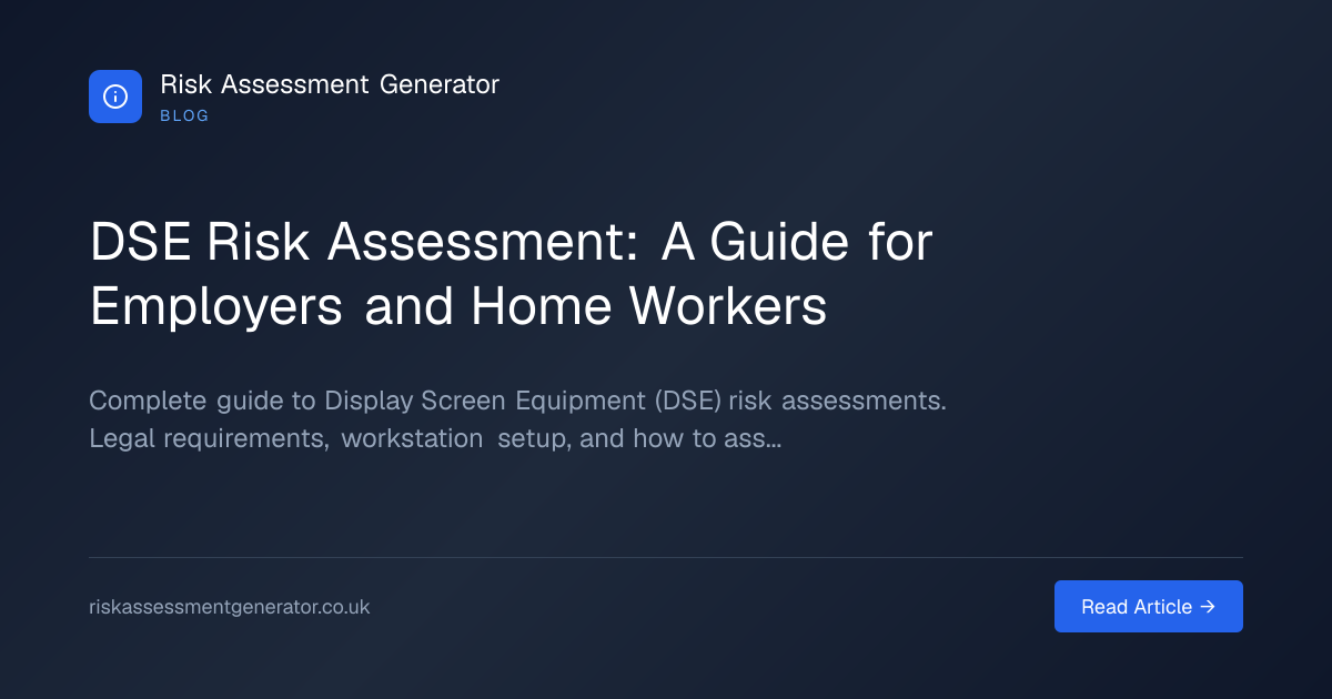 DSE Risk Assessment: A Guide for Employers and Home Workers | Risk ...